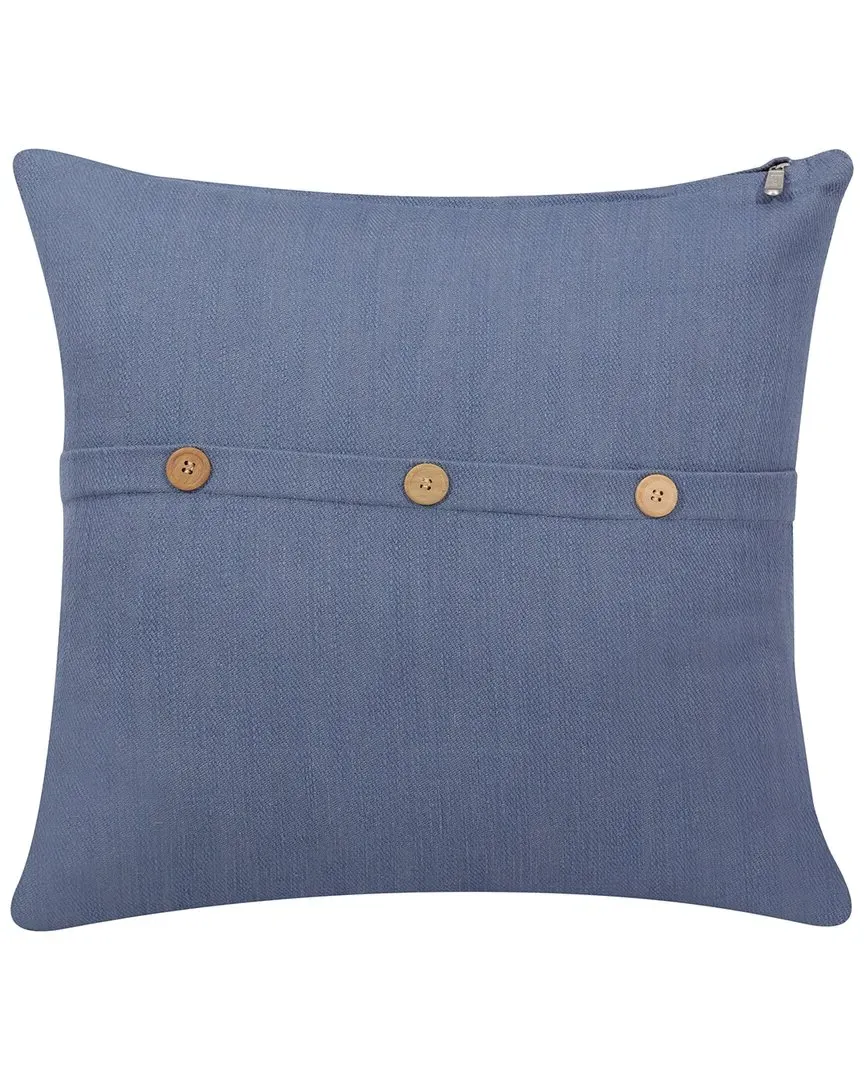 Boston Buttoned Throw Pillow - Blue, Cotton image