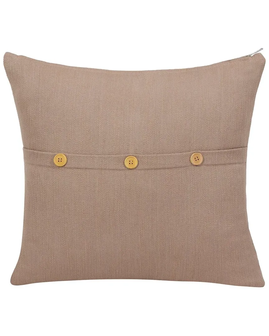 Boston Buttoned Throw Pillow - Brown, Cotton