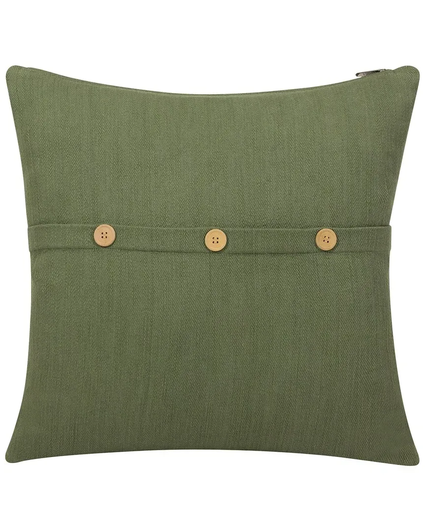 Boston Buttoned Throw Pillow - Forest Green, Cotton