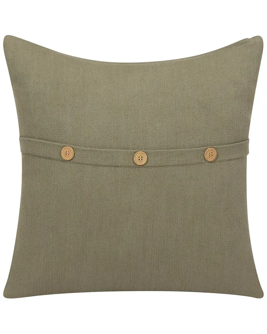 Boston Buttoned Throw Pillow - Sage Green, Cotton