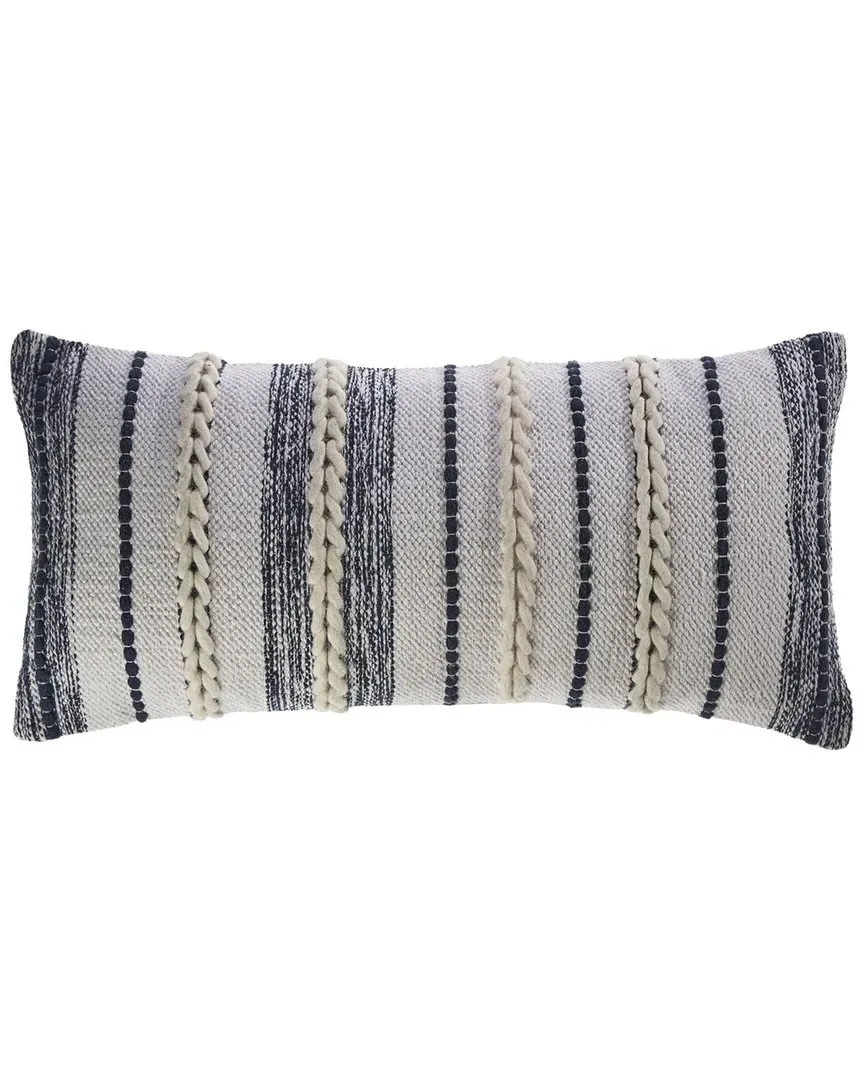 Braided Lumbar Throw Pillow with Removable Cover - Navy image