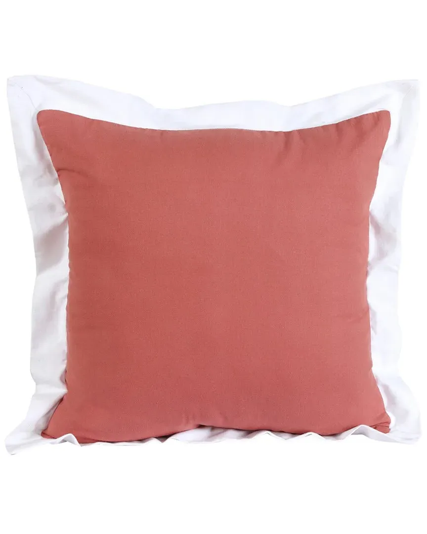 Brynn Bordered Flange Frame Throw Pillow - Pink, Cotton