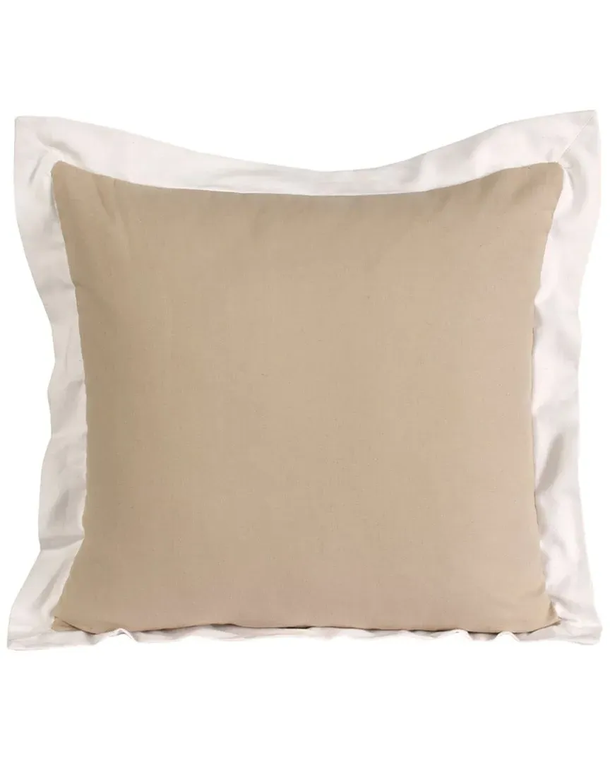 Brynn Bordered Flange Frame Throw Pillow - Tan, Cotton