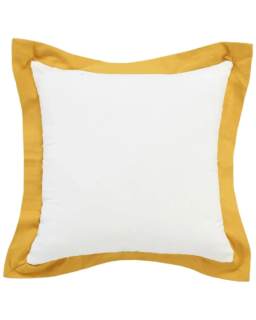 Brynn Bordered Flange Throw Pillow - White, Cotton
