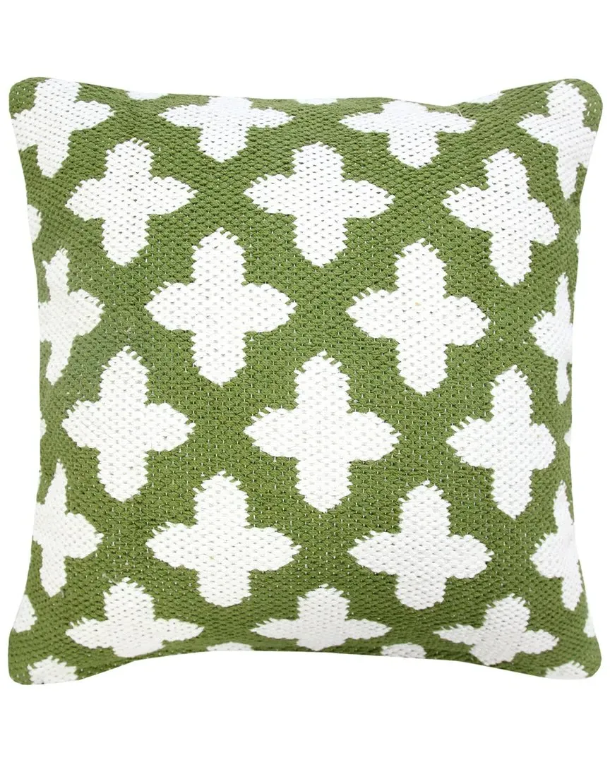 Brynn Cross Woven Geometric Throw Pillow - Green, Cotton image