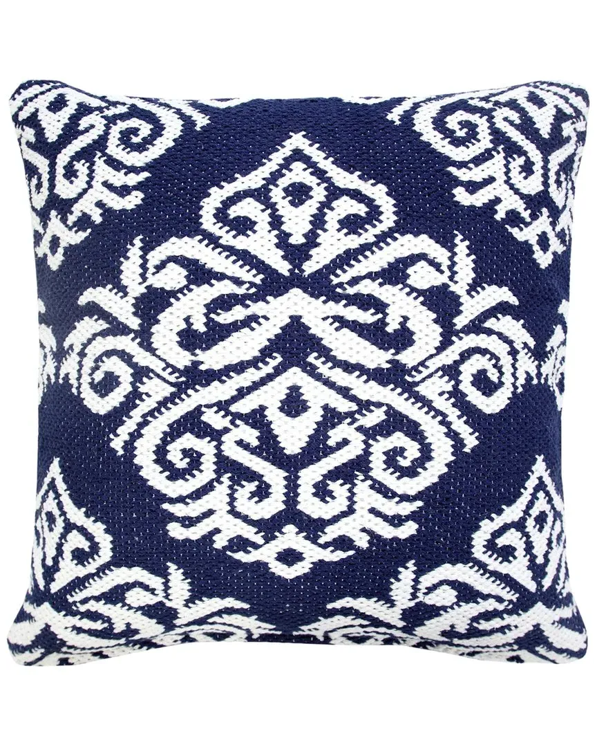 Brynn Damask Throw Pillow - Blue image