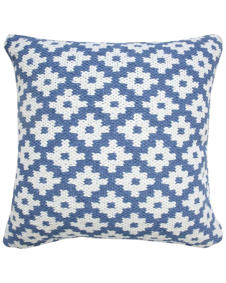 Brynn Sun Woven Geometric Throw Pillow - Blue, Cotton