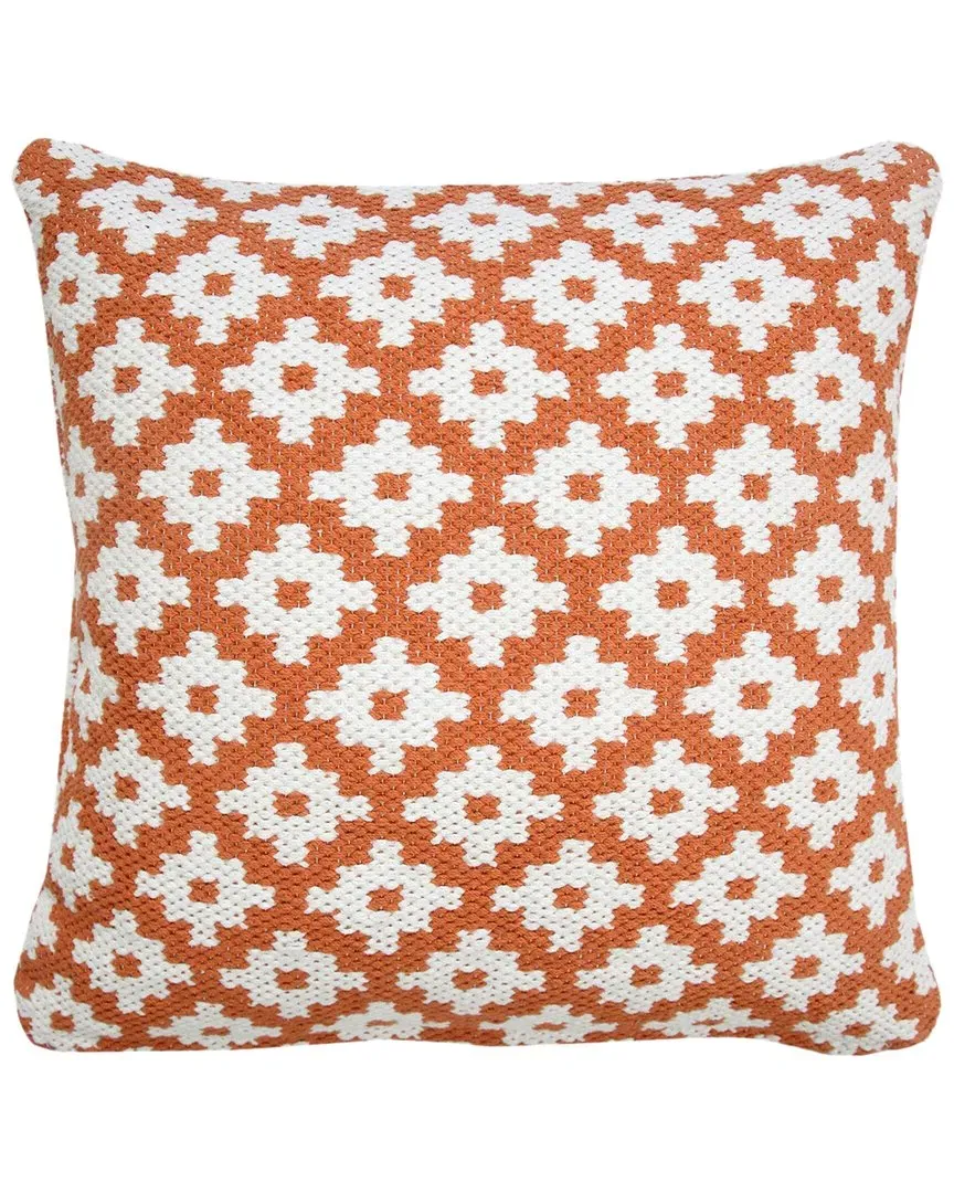 Brynn Sun Woven Geometric Throw Pillow - Orange, Cotton