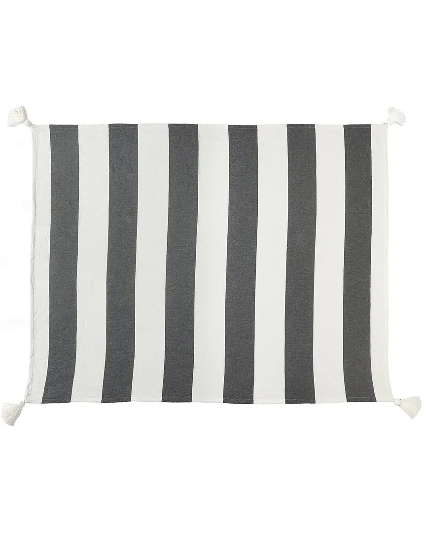 Cabana Striped Throw Blanket with Tassels - Gray, Cotton image