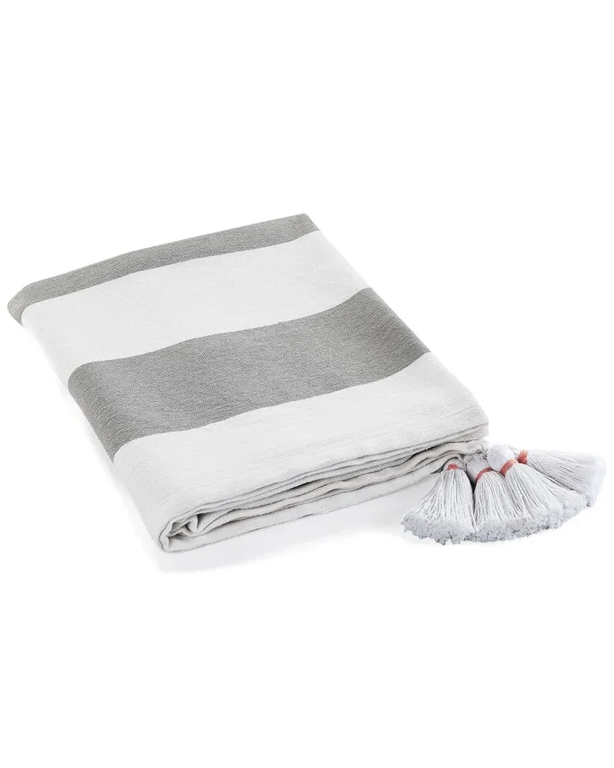 Cabana Striped Throw Blanket with Tassels - Gray, Cotton image