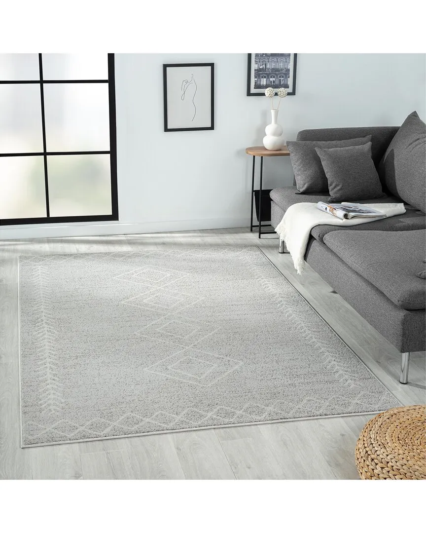 Calixta Diamond Area Rug - Gray, Polypropylene
