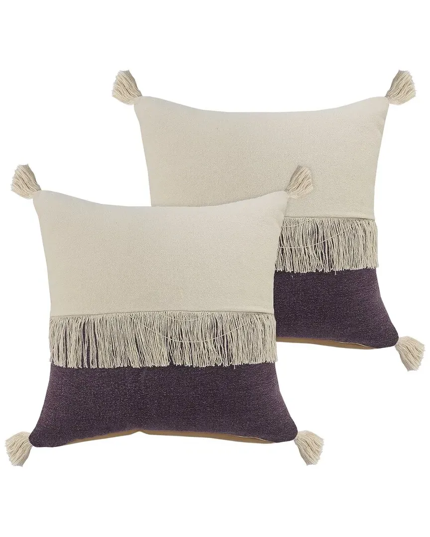 Carnival Color Block Throw Pillows Set of 2 - Purple, Cotton