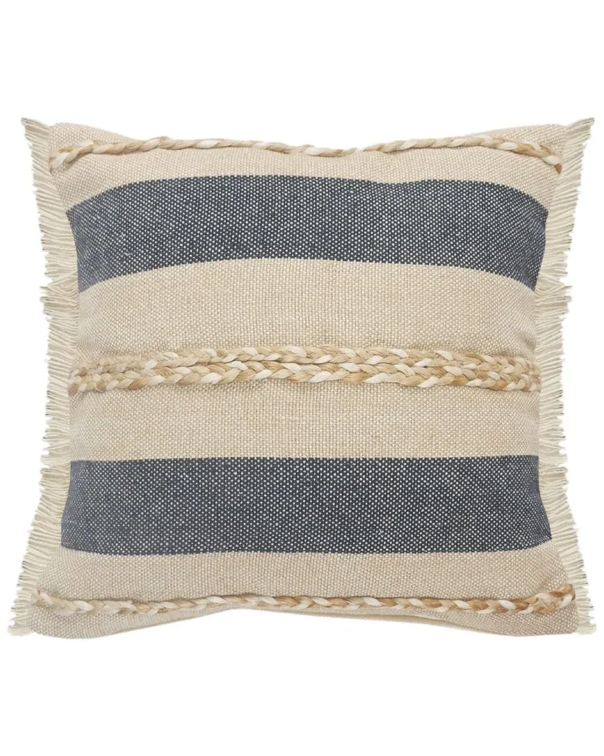 Celeste Atlantis Coastal Striped Throw Pillow - Blue, Jute