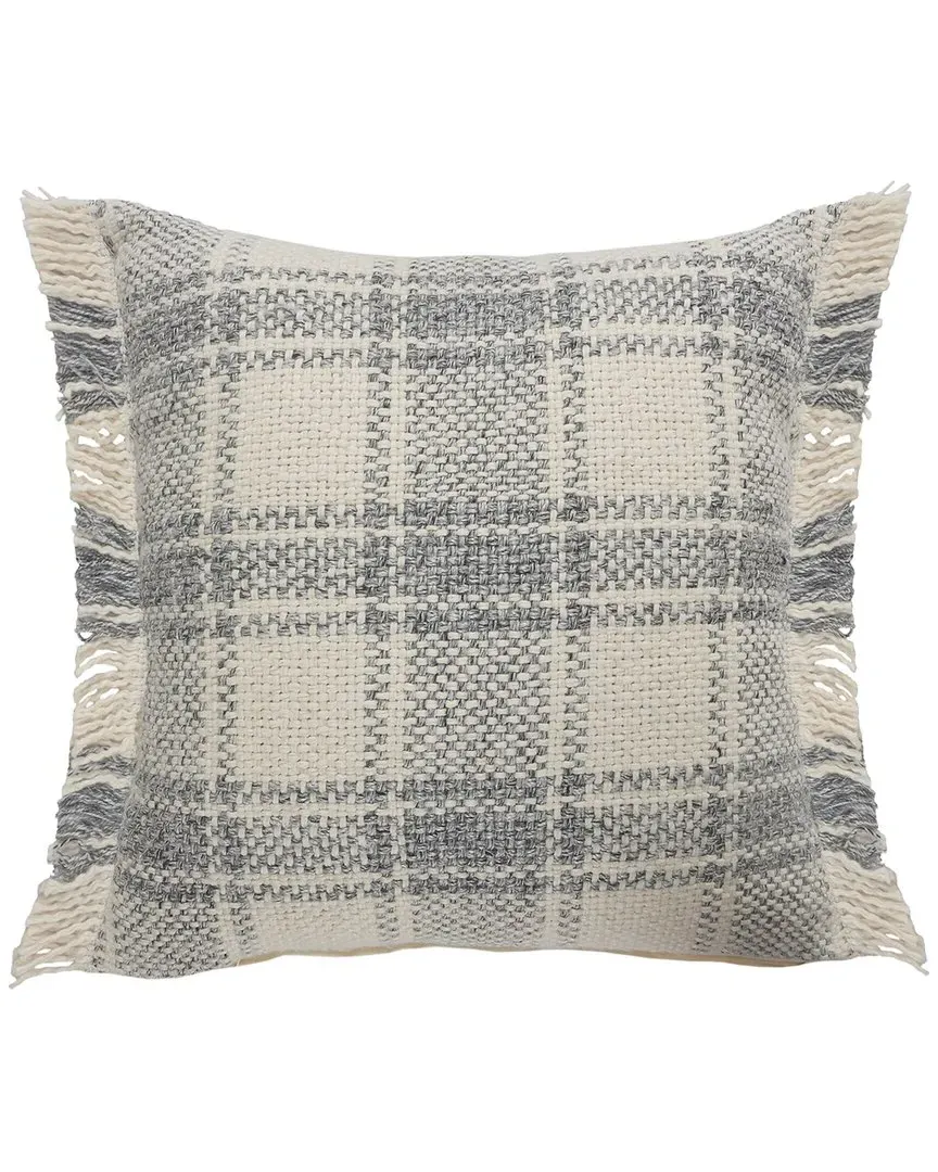 Charles Plaid Cabin Throw Pillow with Fringe - White