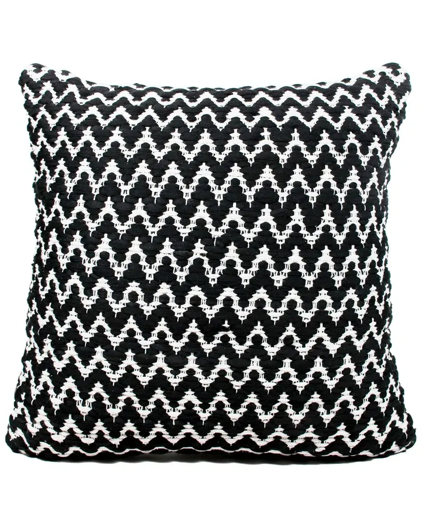 Chevron Handwoven Throw Pillow - Black, Cotton Polyester image