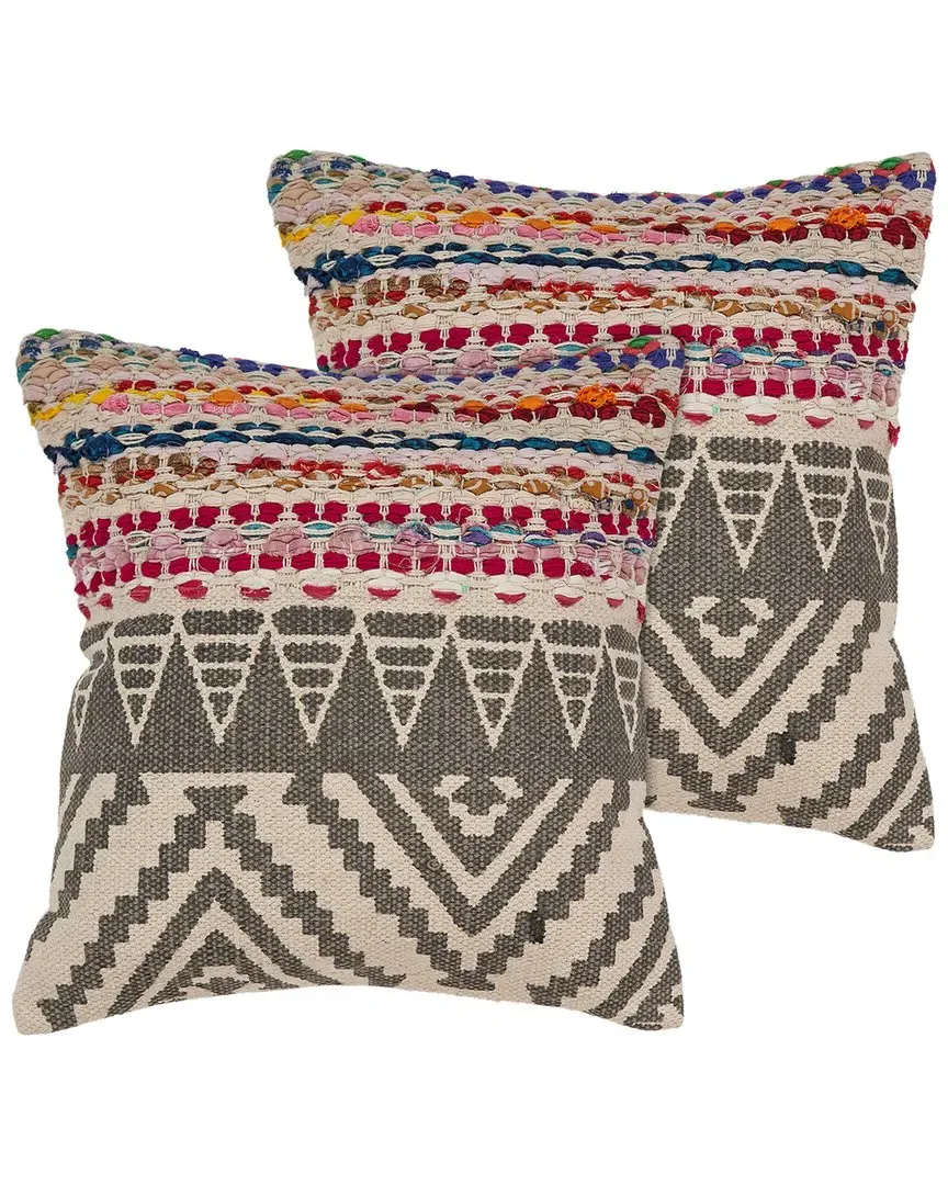 Chindi Chevron Throw Pillows Set of 2 - Multicolored