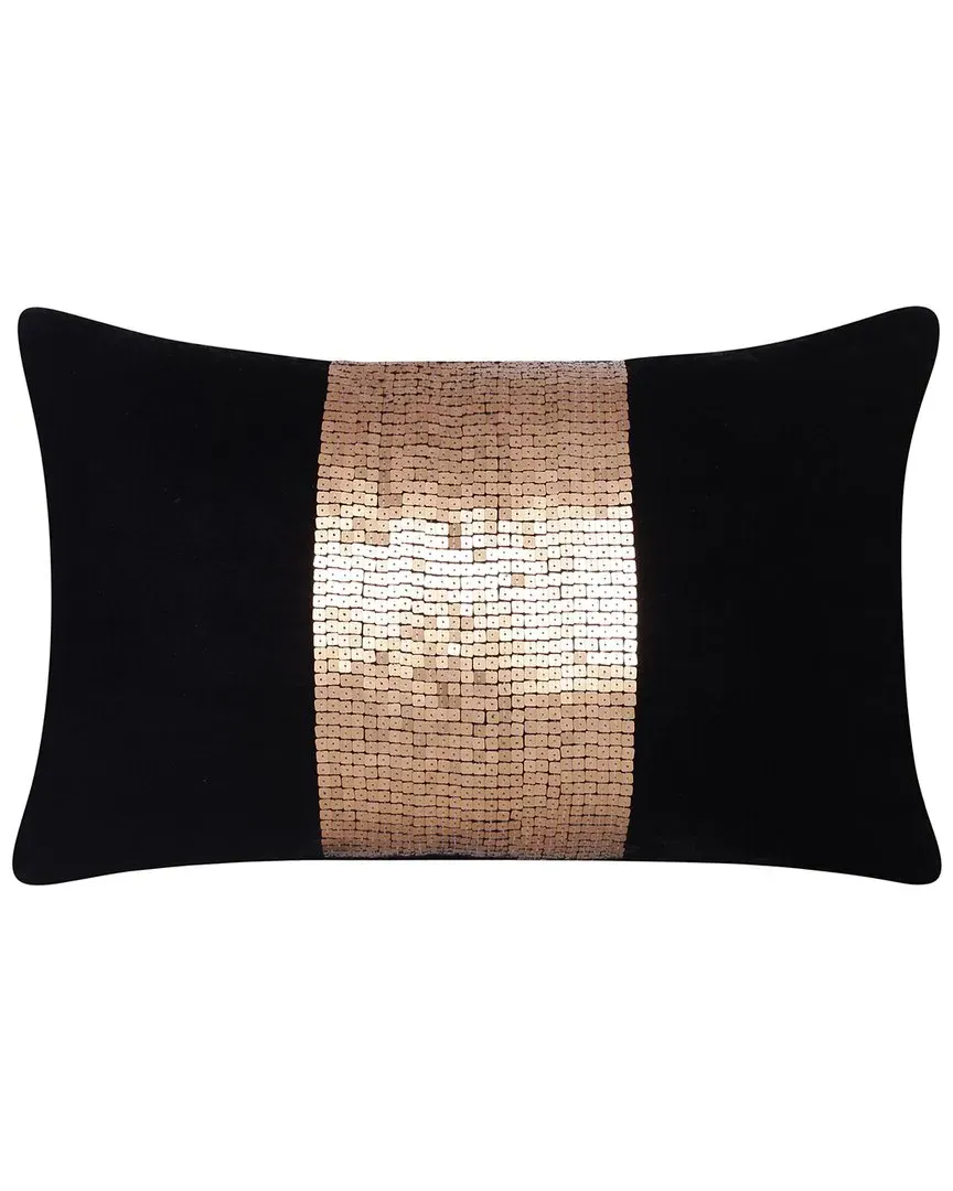 Chloe Color Block Sequined Decorative Pillow - Black image