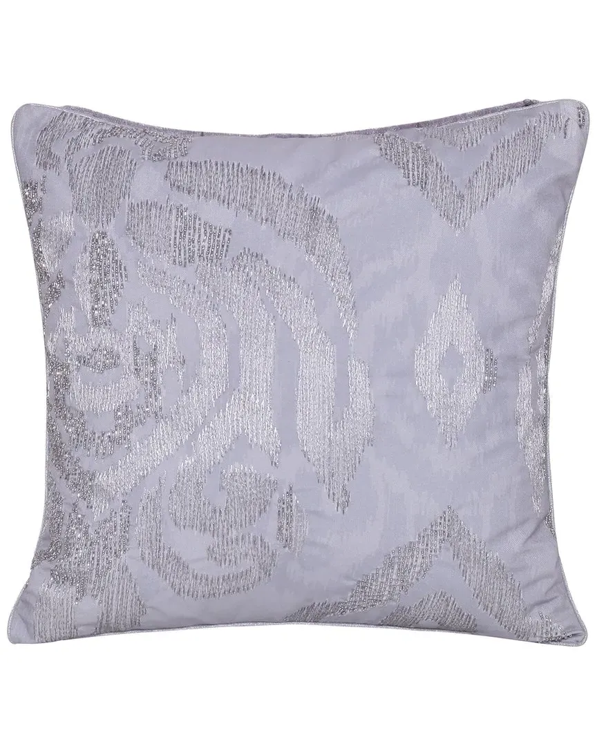 Chloe Ikat Embroidered Decorative Pillow - Silver