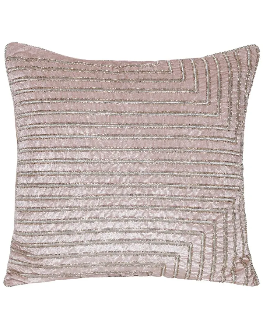 Chloe Striped Embroidered Decorative Pillow - Pink, Polyester image