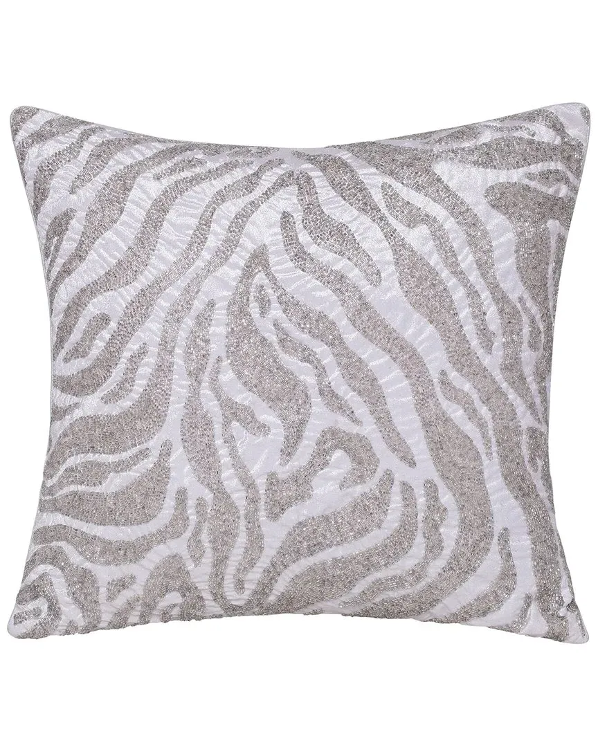 Chloe Tiger Print Embroidered Decorative Pillow - Ivory
