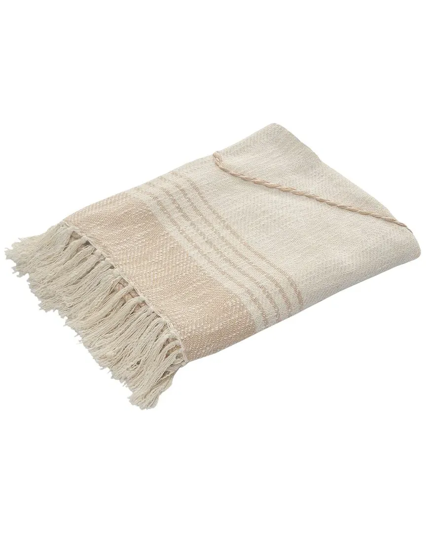 Coastal Edge Geometric Diamond Throw Blanket with Fringe - Peach image