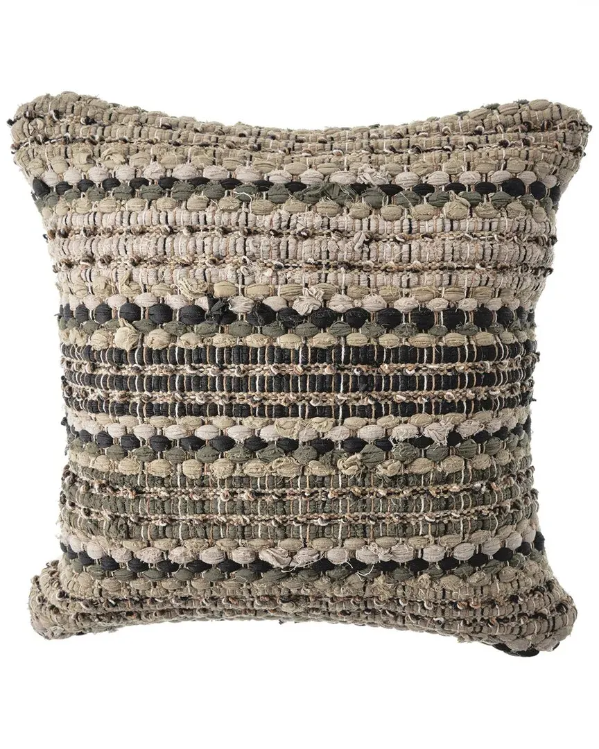 Coil Stripe Chindi Throw Pillows Set of 2 - Beige, Cotton image