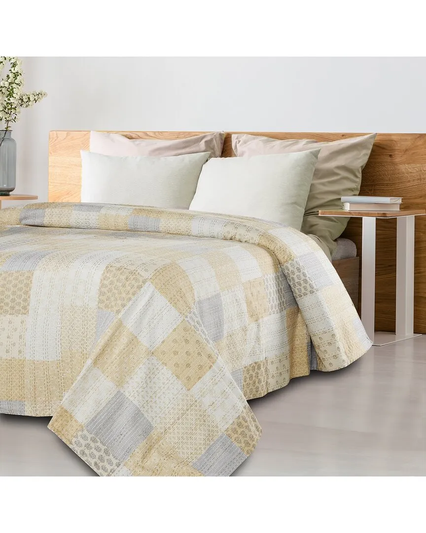Cottage Kantha Coverlet - Cream, Cotton