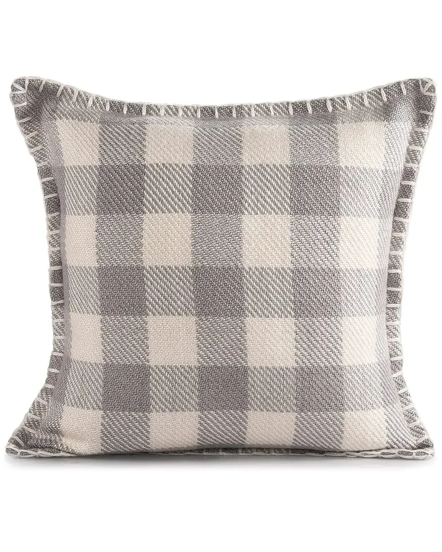 Dahlia Hand-Woven Plaid Throw Pillow - Gray