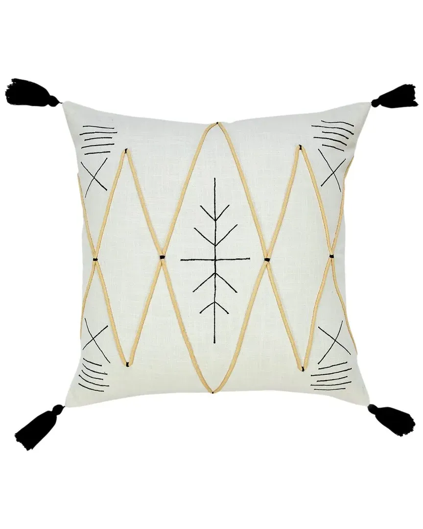 Daniela Textured Embroidered Throw Pillow - White, Cotton