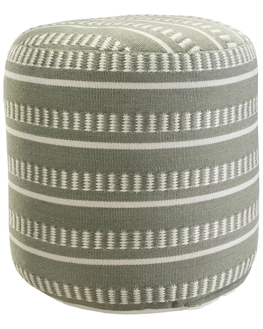 Dash And Stripe Geometric Indoor Outdoor Pouf - Sage, Polyester