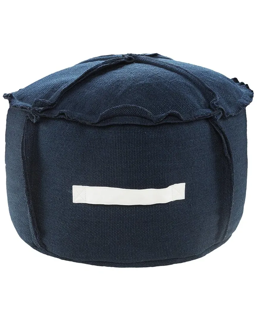 Ella Patchwork Hand-Stitched Ottoman Pouf - Navy/White image
