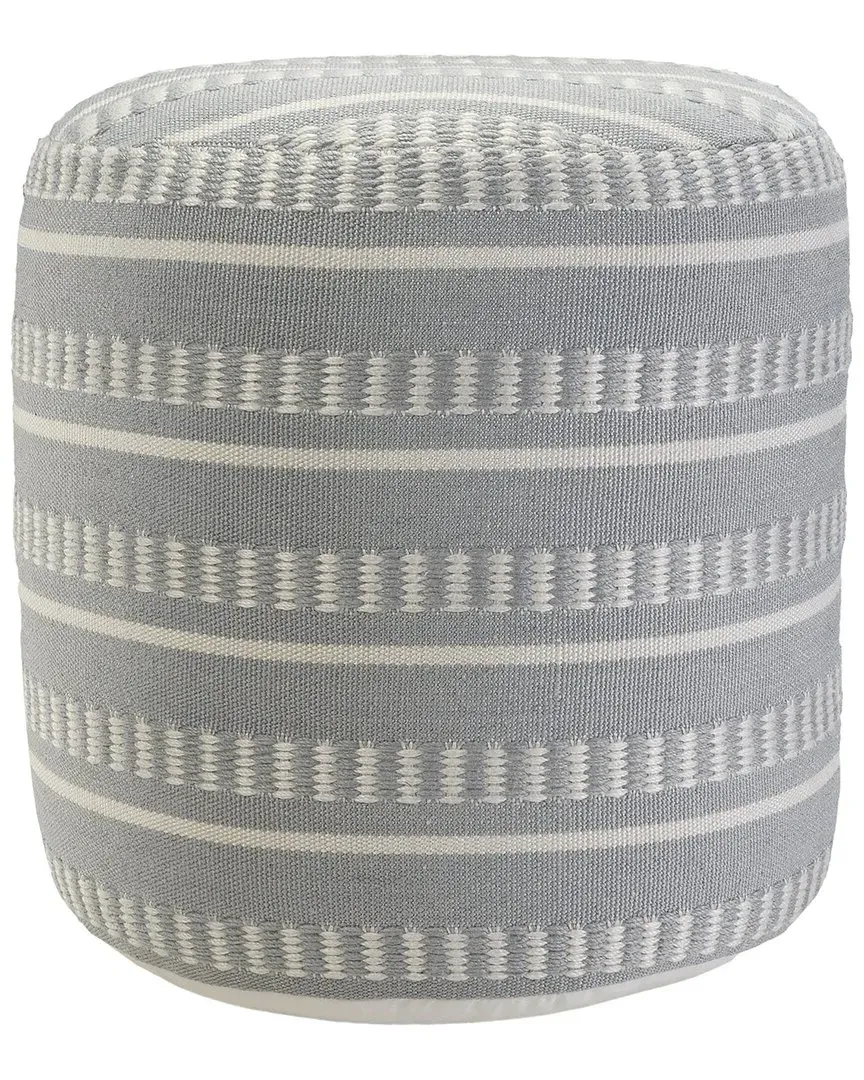 Ella Striped Hand-Woven Ottoman Pouf - Blue, Polyester image