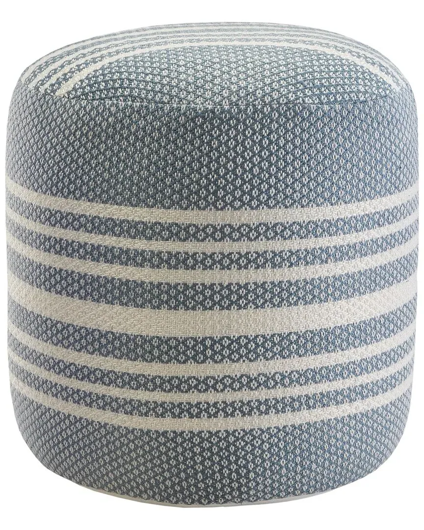 Ella Striped Hand-Woven Ottoman Pouf - Blue, Polyester