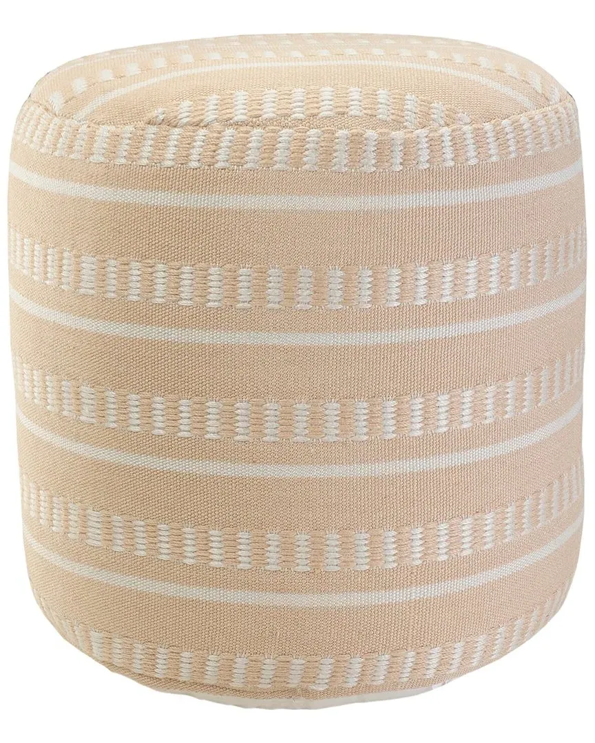 Ella Striped Hand-Woven Ottoman Pouf - Peach, Polyester image