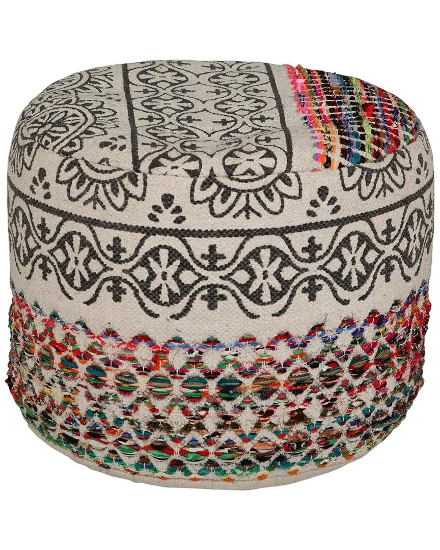 Evelyn Round Ottoman Pouf - Multicolor, Cotton Polyester image