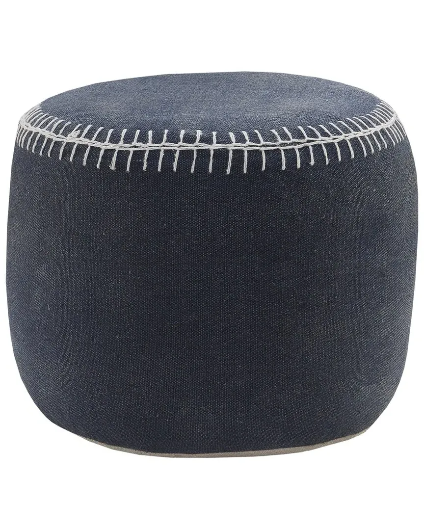 Evelyn Round Ottoman Pouf - Navy, Cotton image