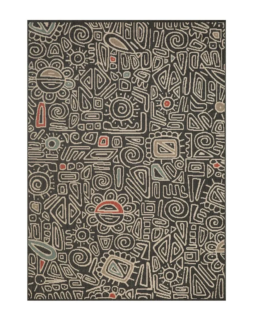 Evette Rios Abstract Indoor/Outdoor Area Rug - Black, Polypropylene