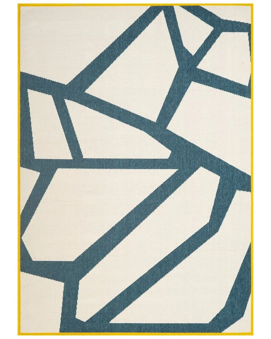 Evette Rios Abstract Indoor/Outdoor Area Rug - White/Navy image