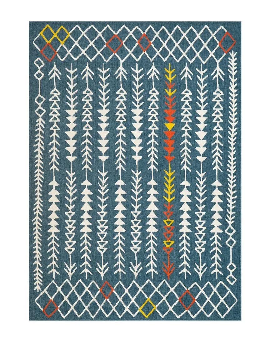 Evette Rios Tribal Arrows Indoor/Outdoor Area Rug - Blue, Polypropylene