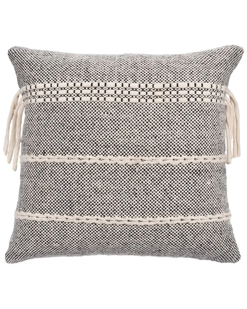 Finn Handwoven Textured Decorative Pillow - Black, Cotton