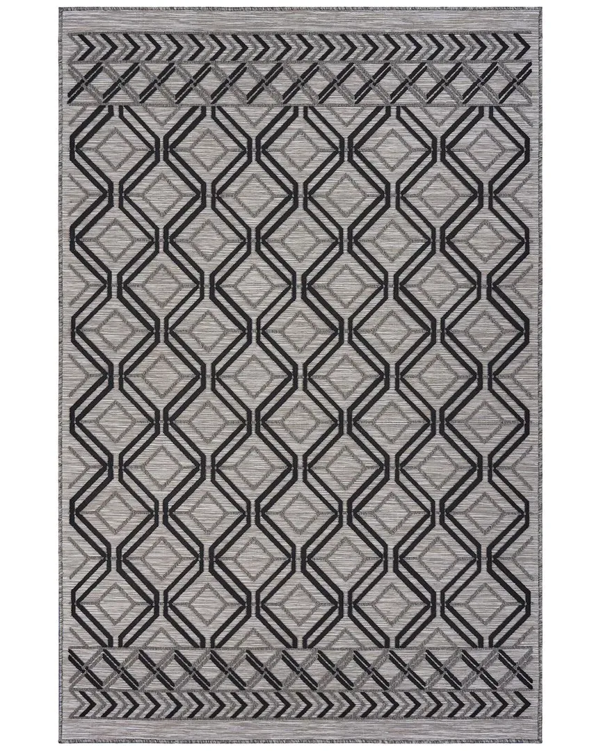 Geometric Indoor/Outdoor Performance Area Rug - Black