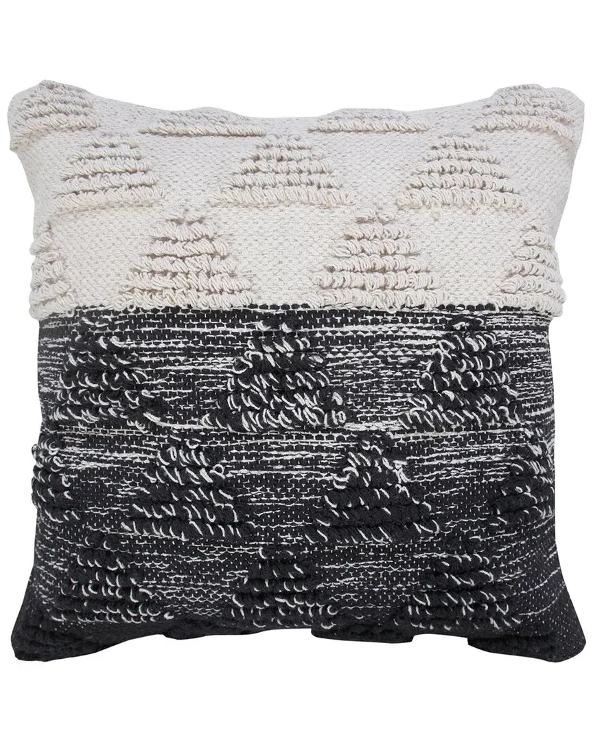 Geometric Textured Triangle Throw Pillow - Black, Cotton image
