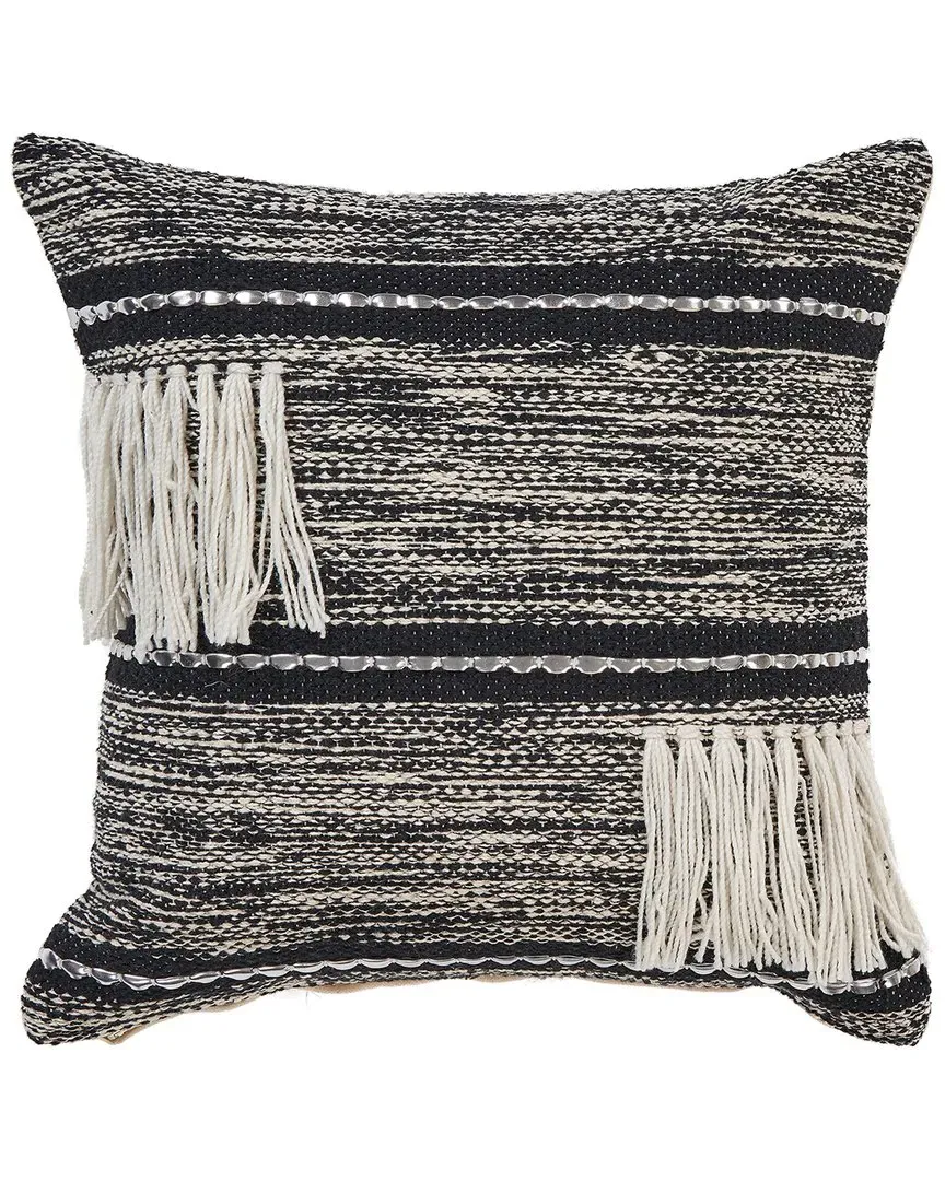 Hailey Fringe Throw Pillow - Black, Cotton image
