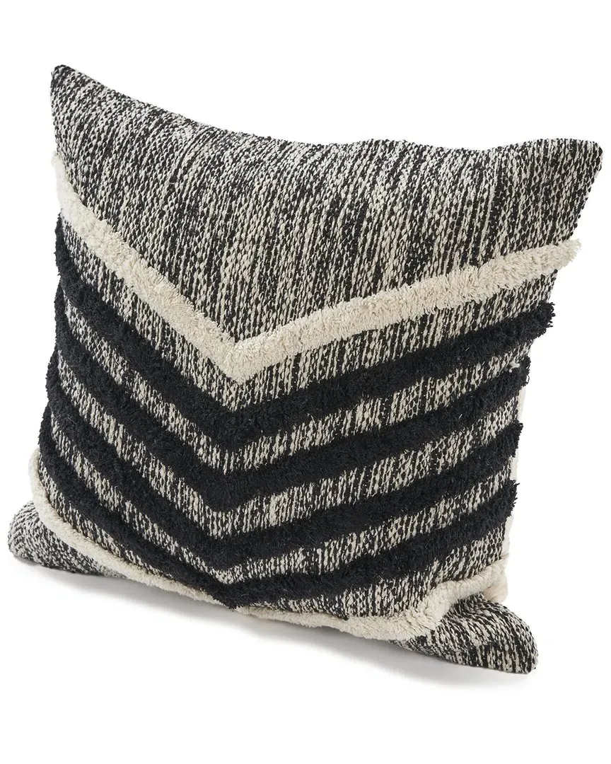 Hailey Pinstripe Throw Pillow - Black, Cotton