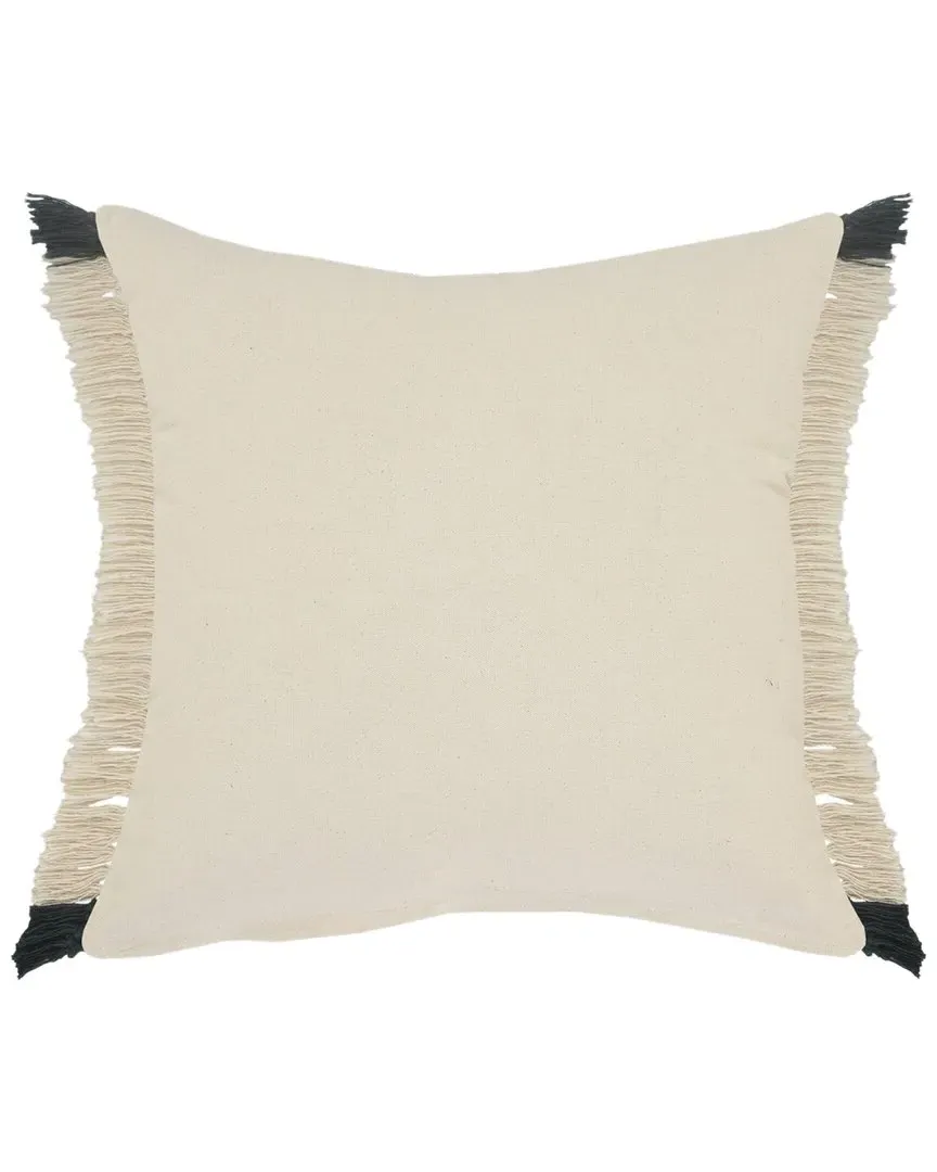 Hailey Striped Throw Pillow with Fringe - Green, Cotton