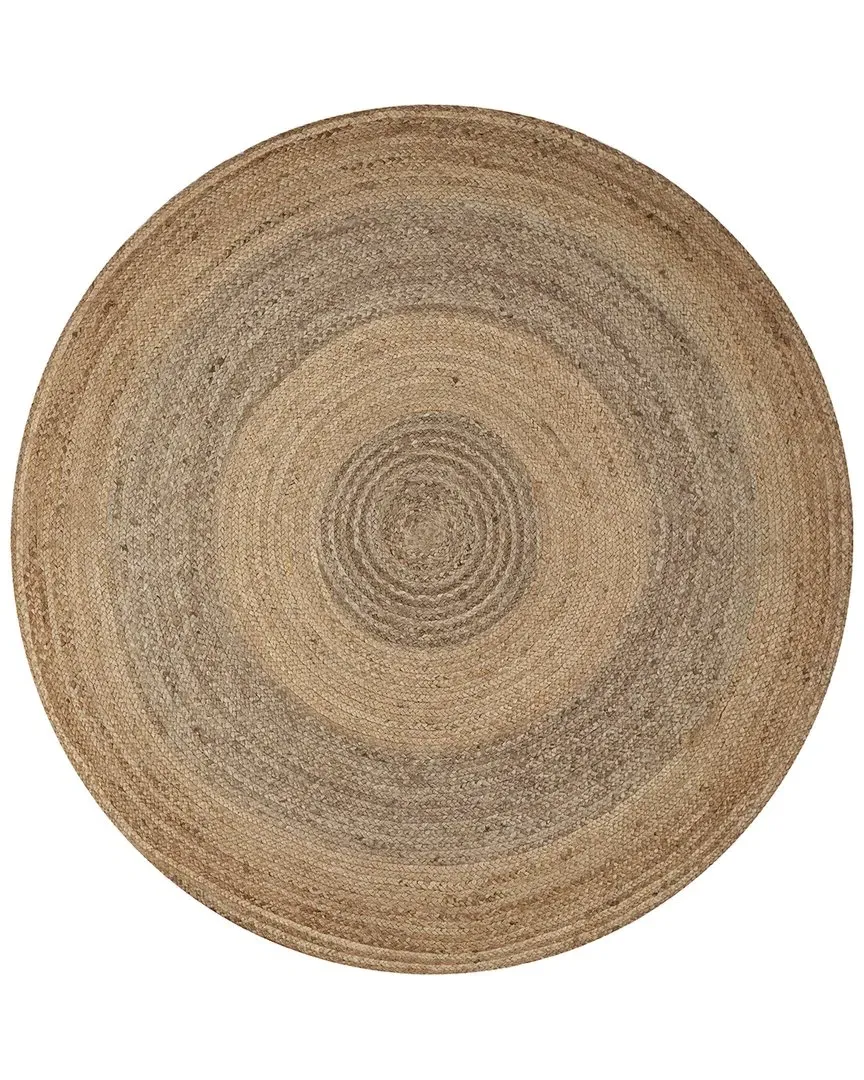 Hand-Braided Round Area Rug - Grey, Jute image