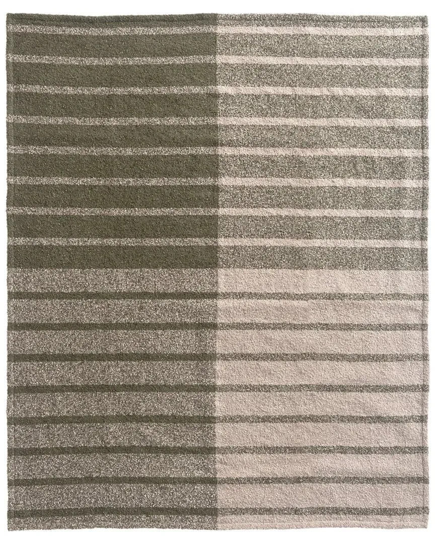 Hand-Made Throw Blanket - Green & Gray, Polyester