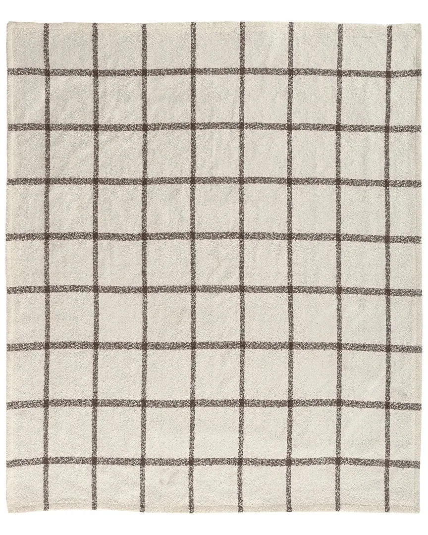 Hand-Made Throw Blanket - Ivory & Brown, Polyester