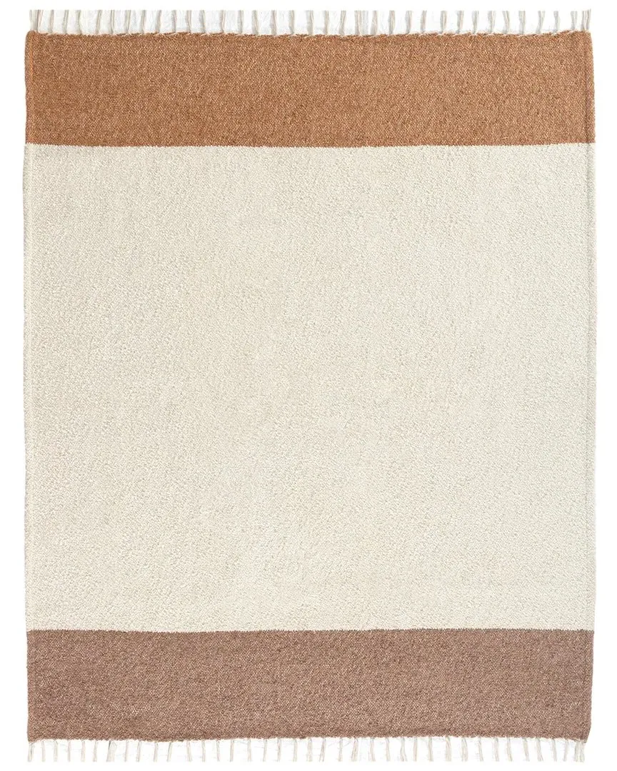 Hand-Made Throw Blanket - Ivory & Ochre, Polyester