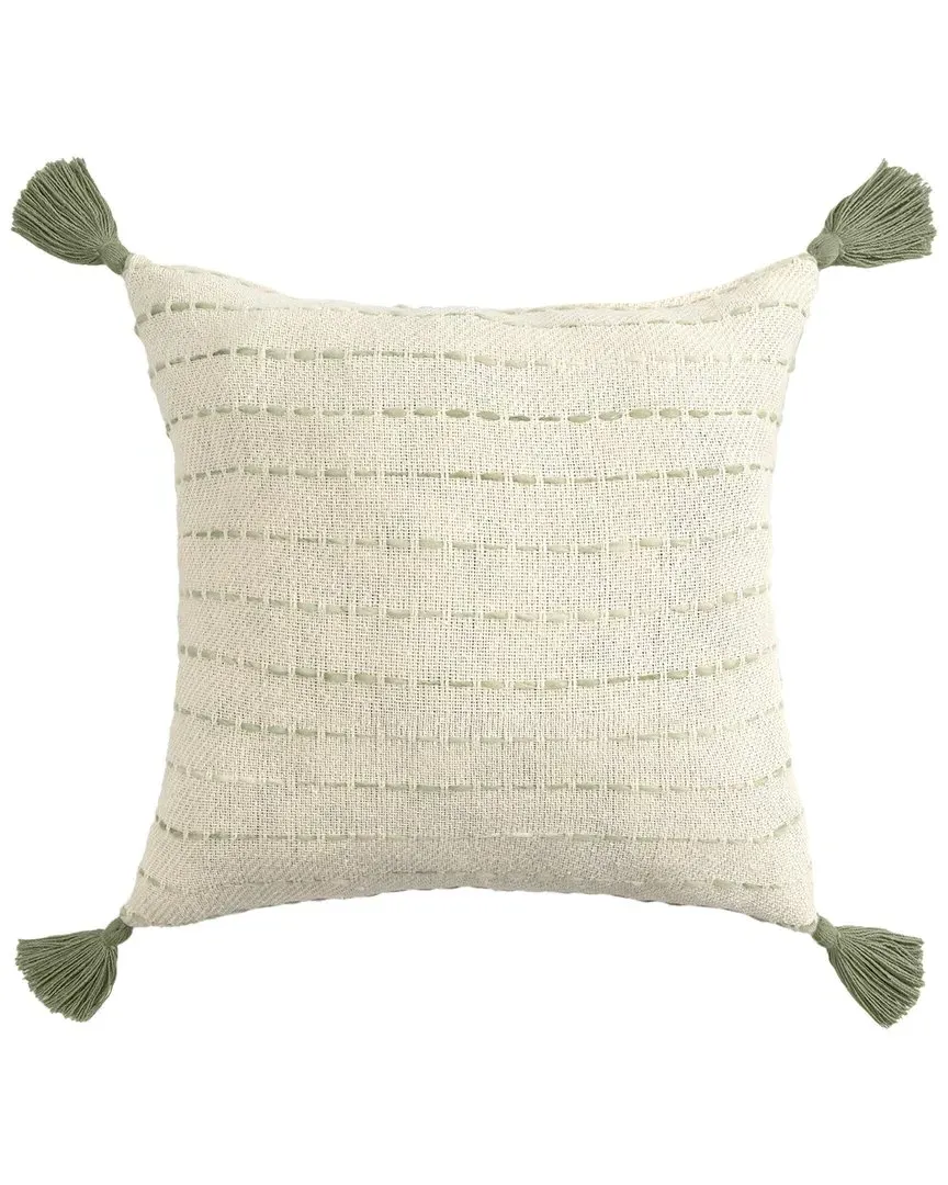 Hand-Made Throw Pillow - Sage & Ivory, Cotton image